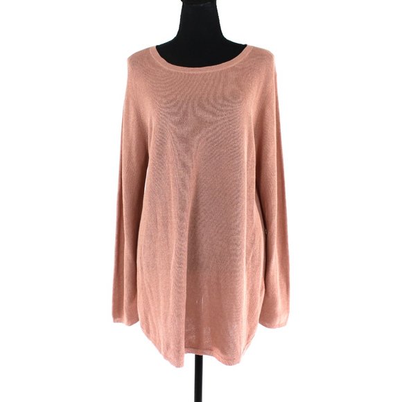 Eileen Fisher Silk Cord Bateau Neck Abalo Tan Sweater L NEW Organic Cotton Tunic